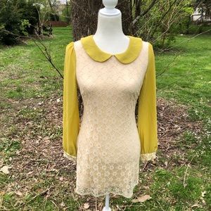Vintage 1960s Mod Lace mini dress M